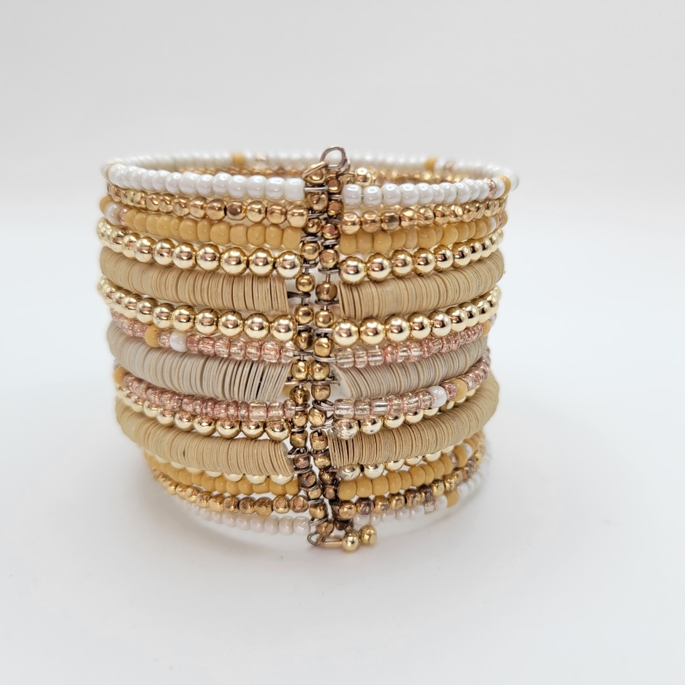 Adornia | NWT Mixed Midea Gold Beaded Cuff Bracelet - Picture 4 of 8